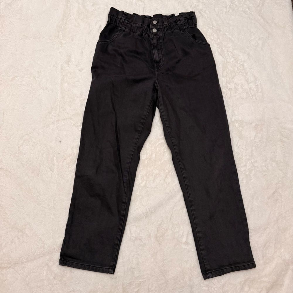 PacSun Mom Paperbag High Rise Straight Leg Jeans Black Gray Size 30 Y2K Retro - Picture 2 of 6
